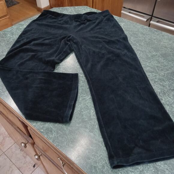 Lauren Ralph Lauren Pants Womens 2X Black Velvet Pull On Straight Leg Stretch - Picture 1 of 9